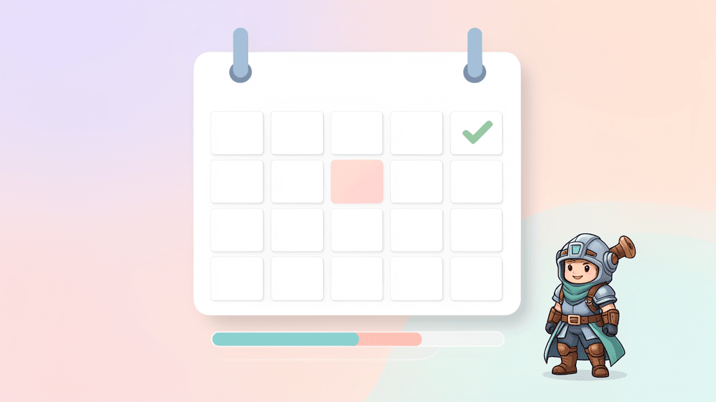 Illustration sans texte d’un calendrier montrant une reprise d’habitude après un jour manqué