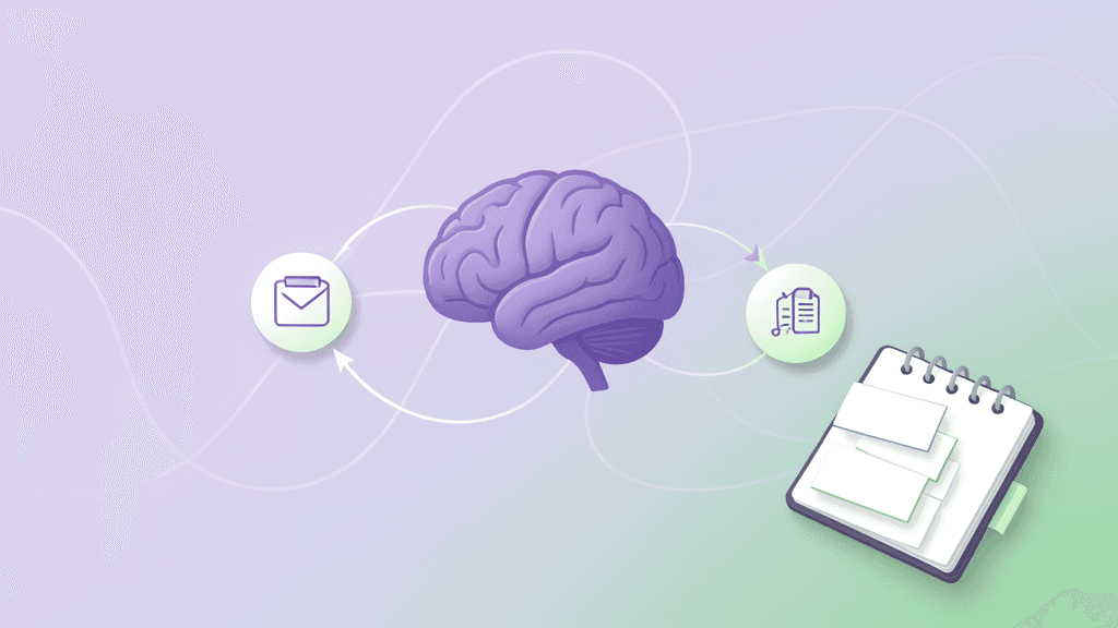 Illustration sans texte d’une boucle d’habitude abstraite avec cerveau et cartes vierges