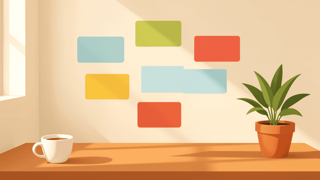 Illustration sans texte de blocs de temps colorés dans un espace de travail calme